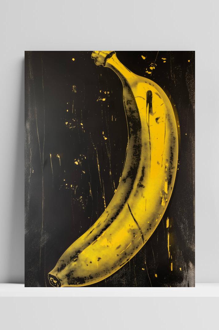 Andy Warhol Banaan op 3mm aluminium dibond