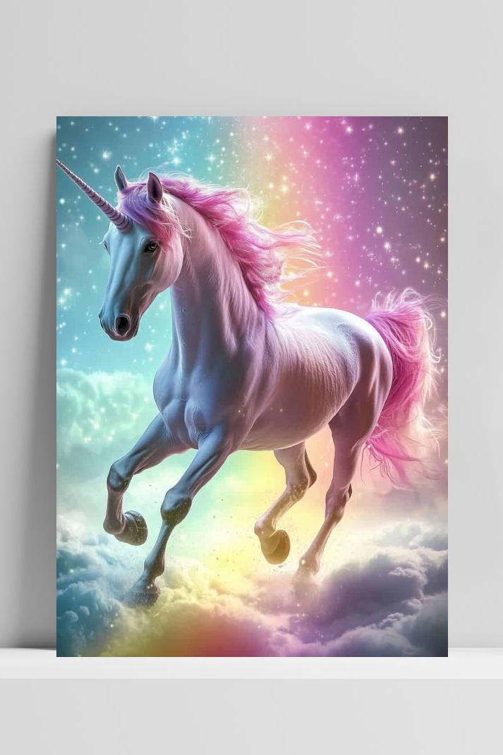 Eenhoorn Pastel op 3mm aluminium dibond