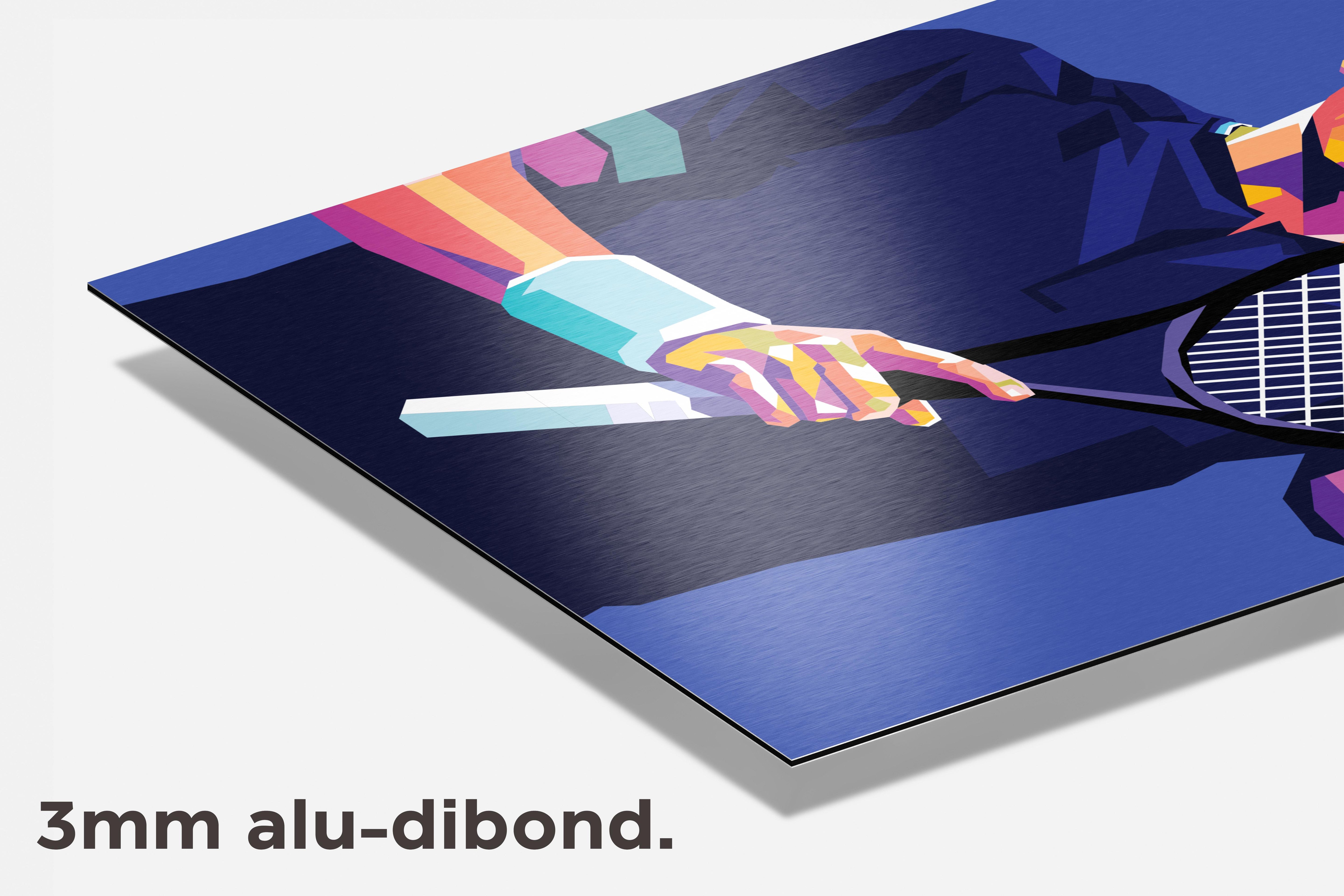 Roger Federer blauw dibond detail