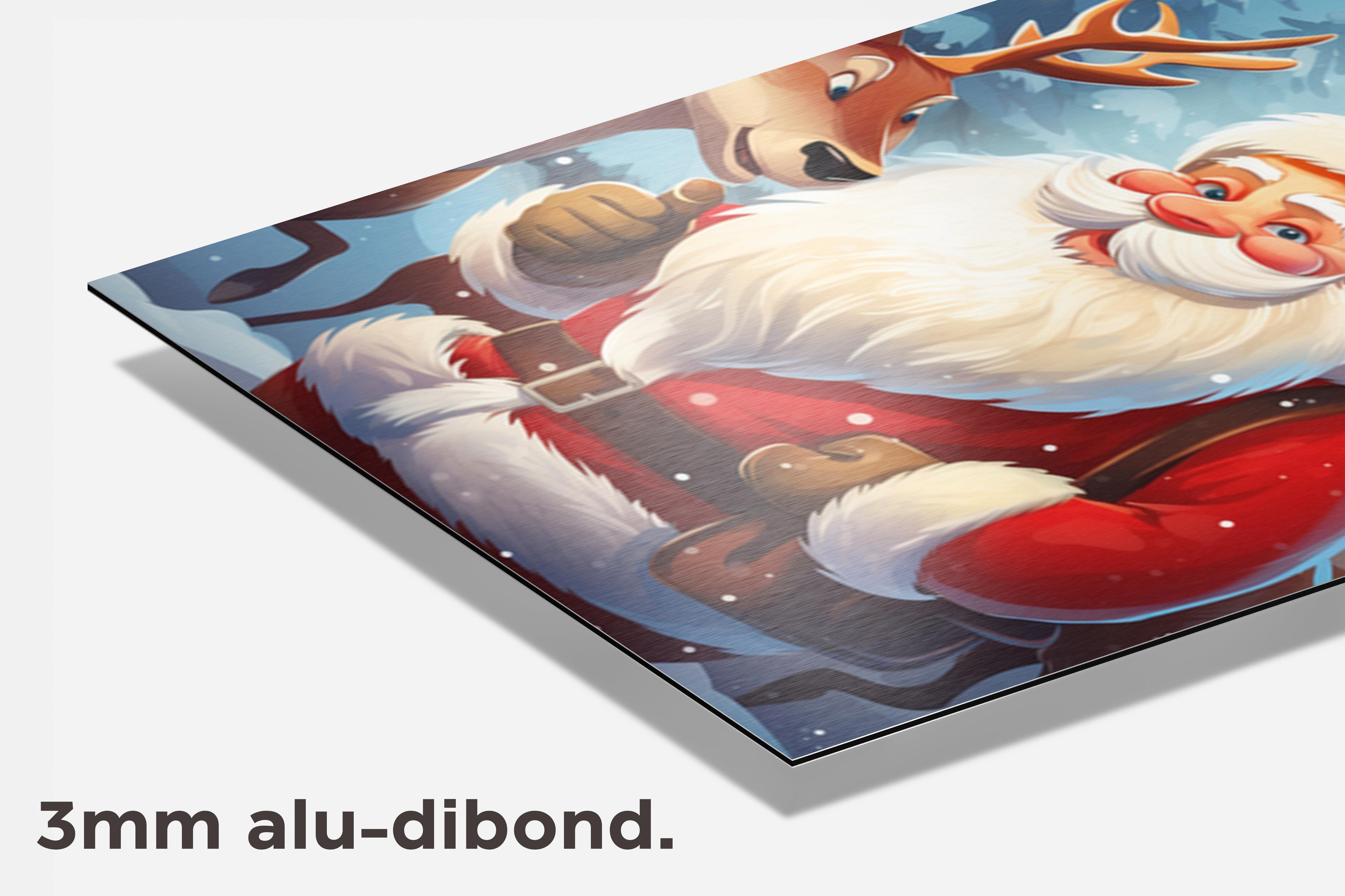 Kerstman met Hertjes dibond detail