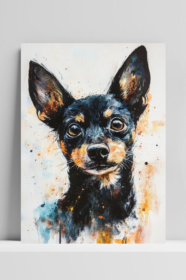 Póster Miniature Pinscher Dog Aquarel Pet de 25 Artstreet