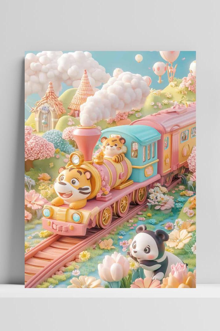 Tijger Trein op 3mm aluminium dibond