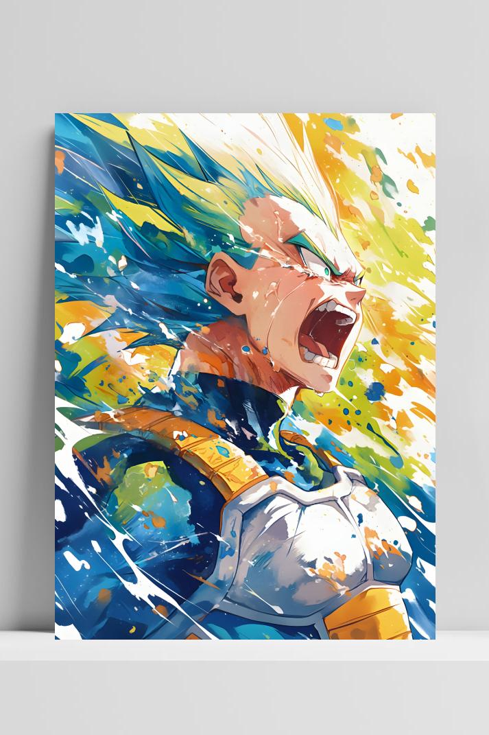 Dragonball Z Vegeta op 3mm aluminium dibond