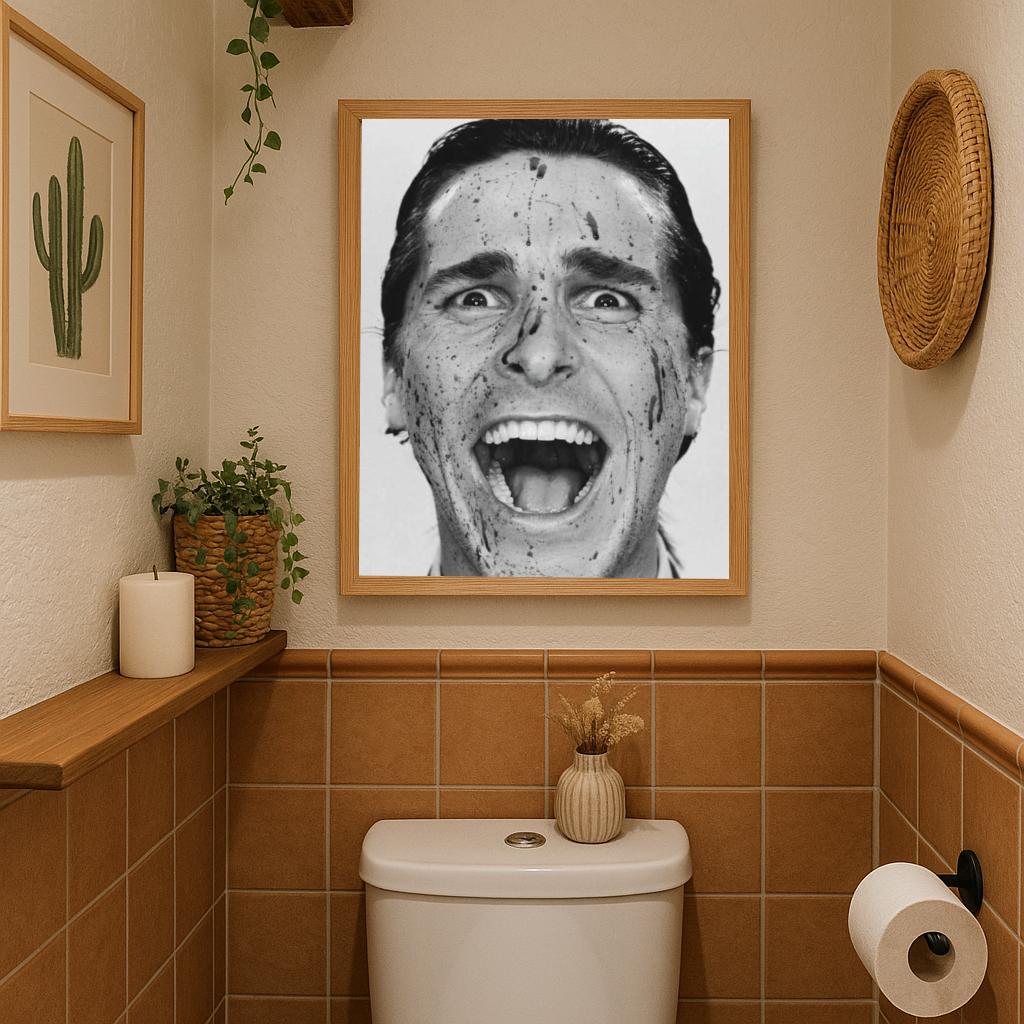 Christian Bale American Psycho B&W poster sfeerbeeld 3