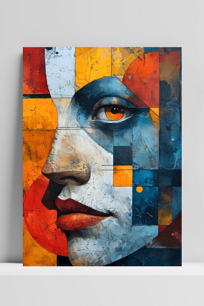 Picasso Stijl Vrouw op 3mm aluminium dibond
