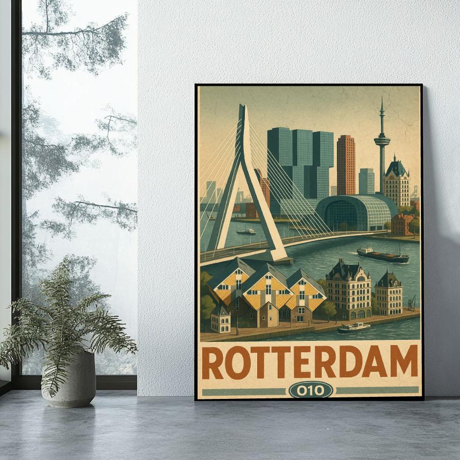Rotterdam Netherlands Vintage Text poster sfeerbeeld 1