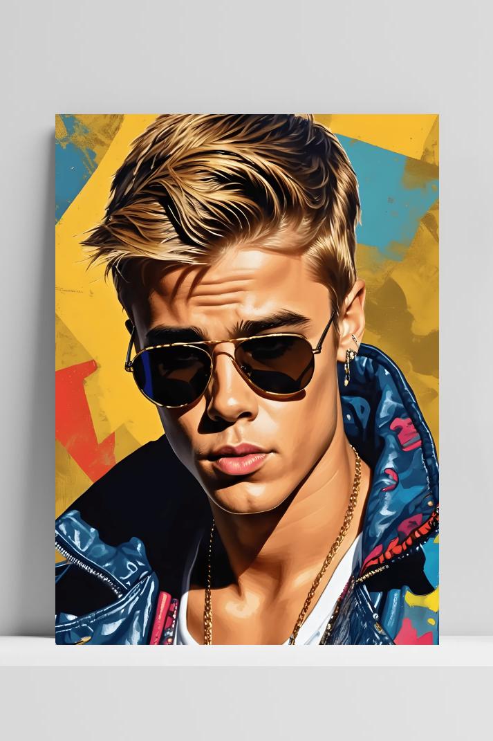 Justin Bieber Bril op 3mm aluminium dibond