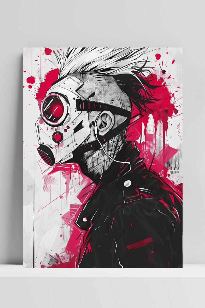 Punk Biomasker op 3mm aluminium dibond
