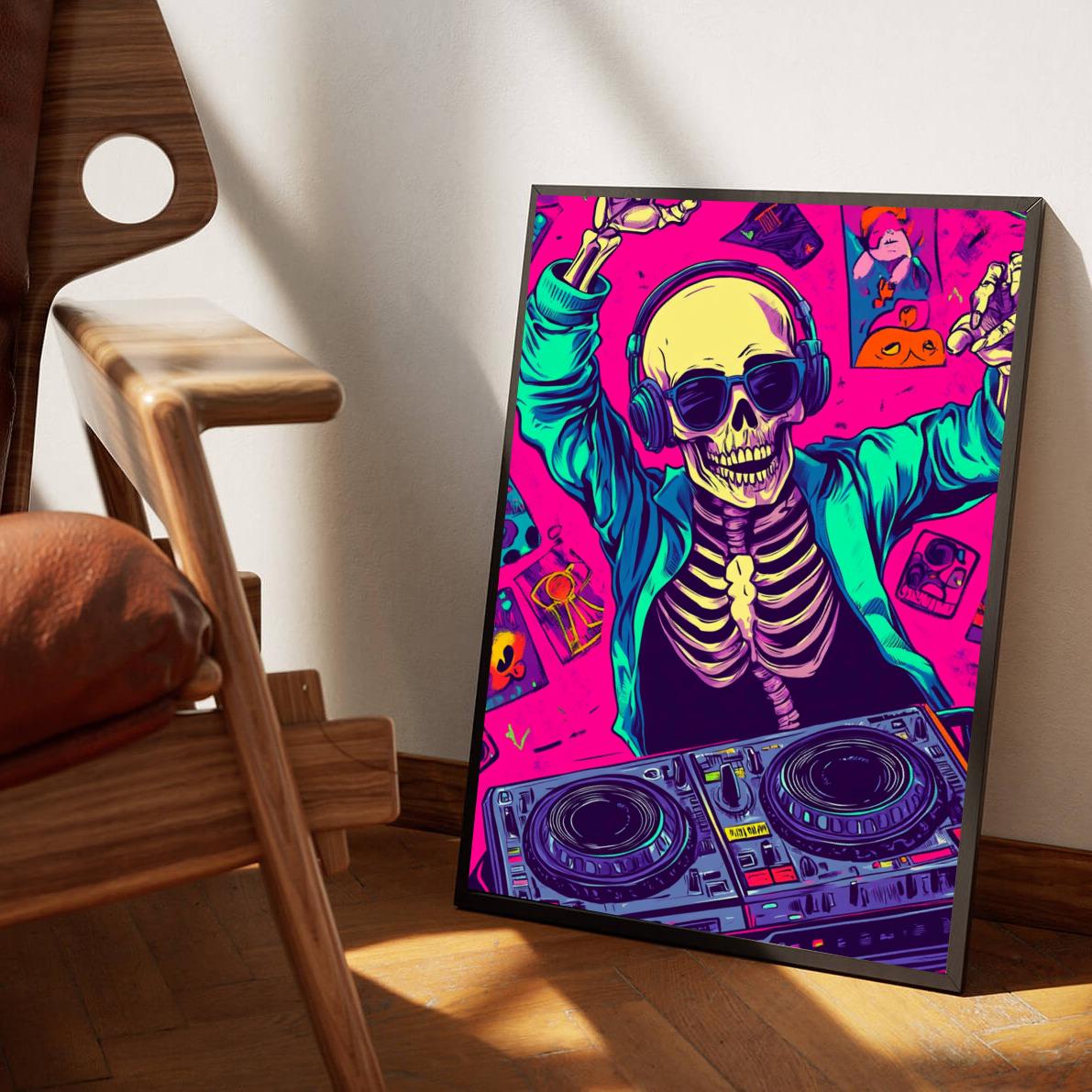 Skeleton DJ poster van 25 Artstreet
