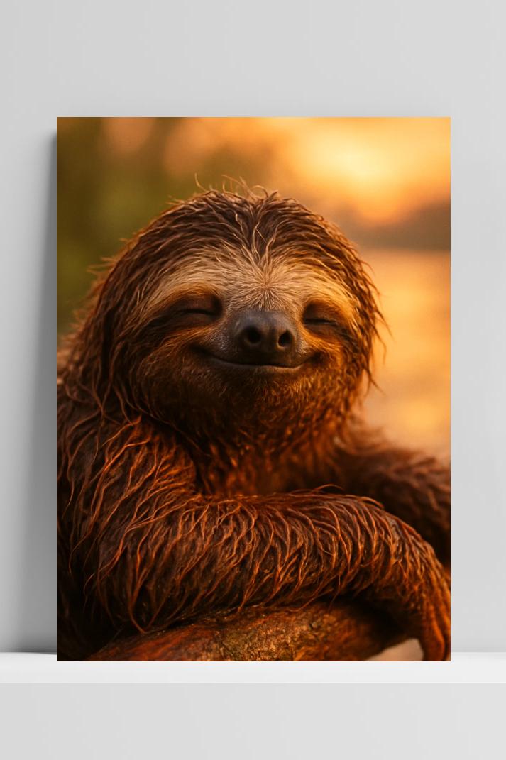 Sloth Smile Sunset dans un intérieur