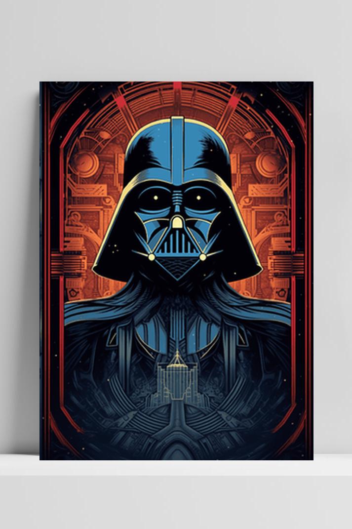 Darth Vader Vintage op 3mm aluminium dibond