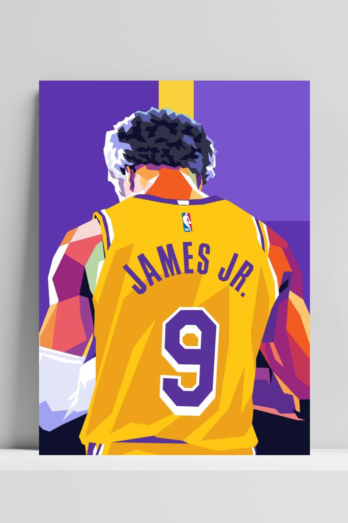 Bronny James Jr. op 3mm aluminium dibond