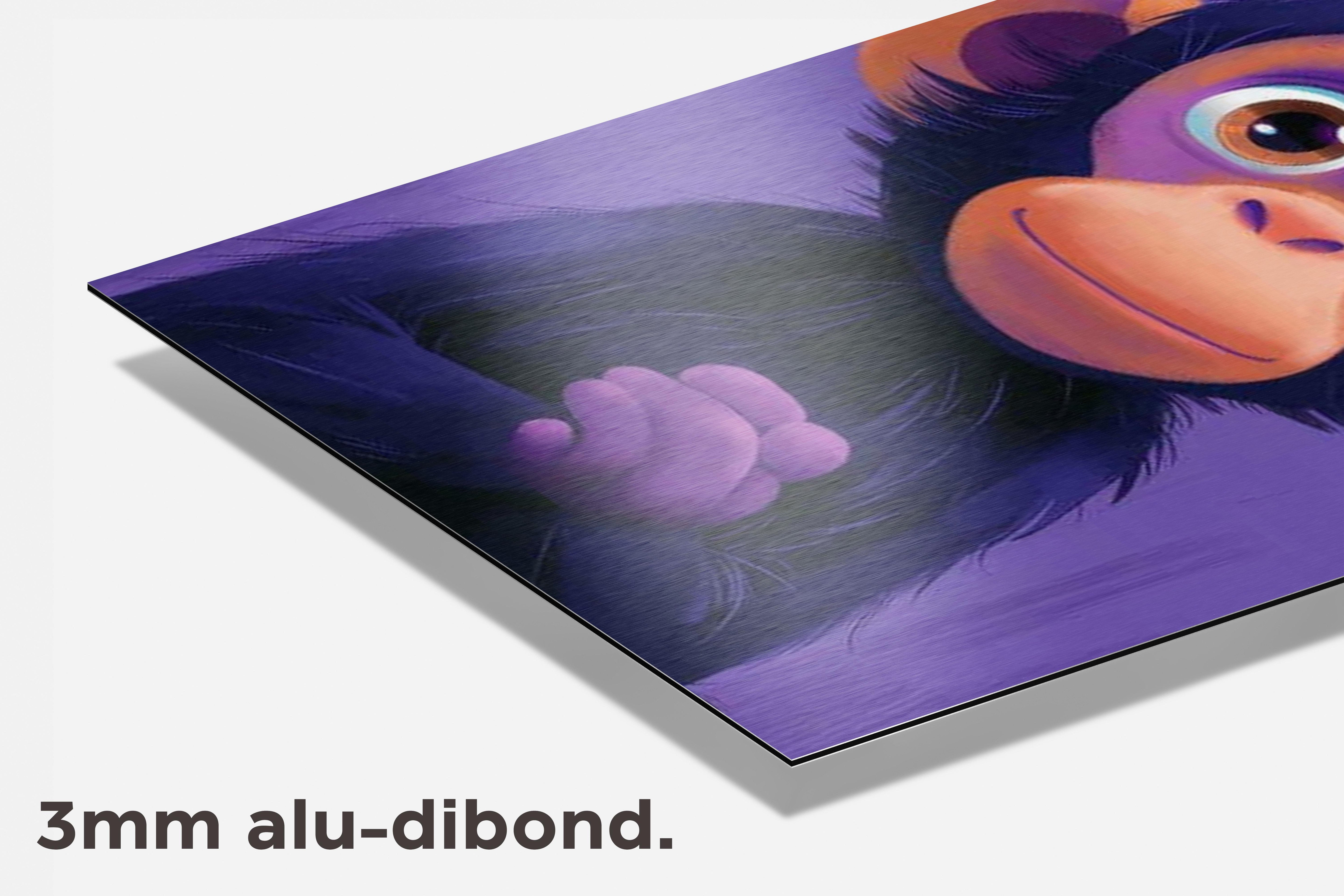 Paarse Aap dibond detail