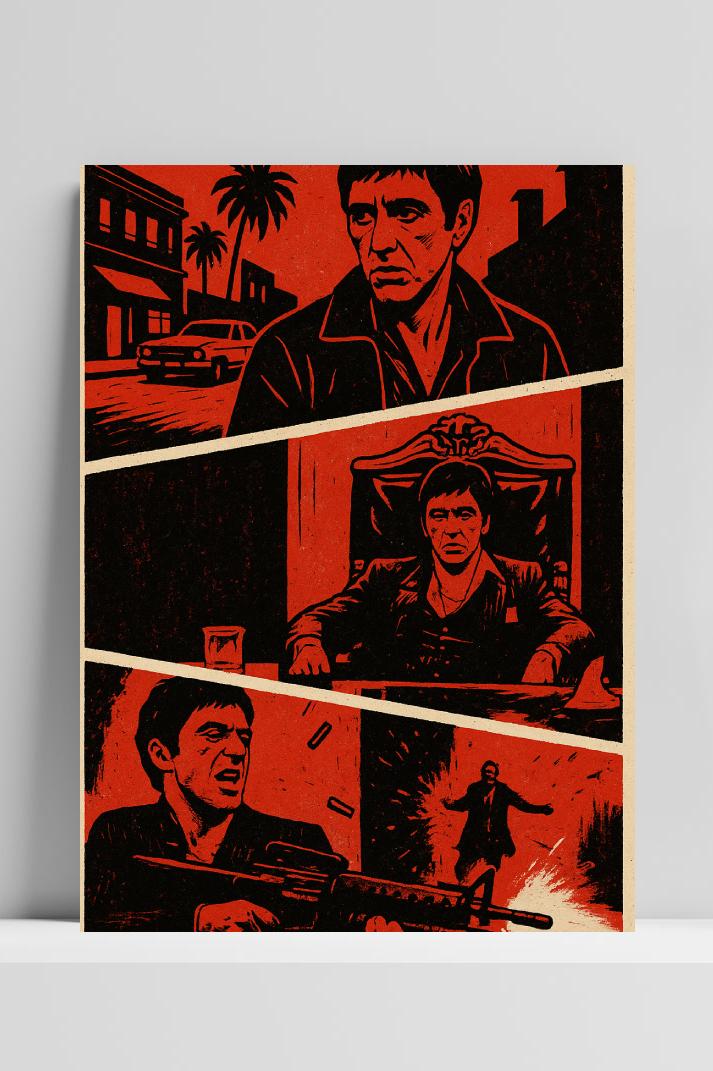 Al Pacino Scarface Tony Montana Collage op 3mm aluminium dibond