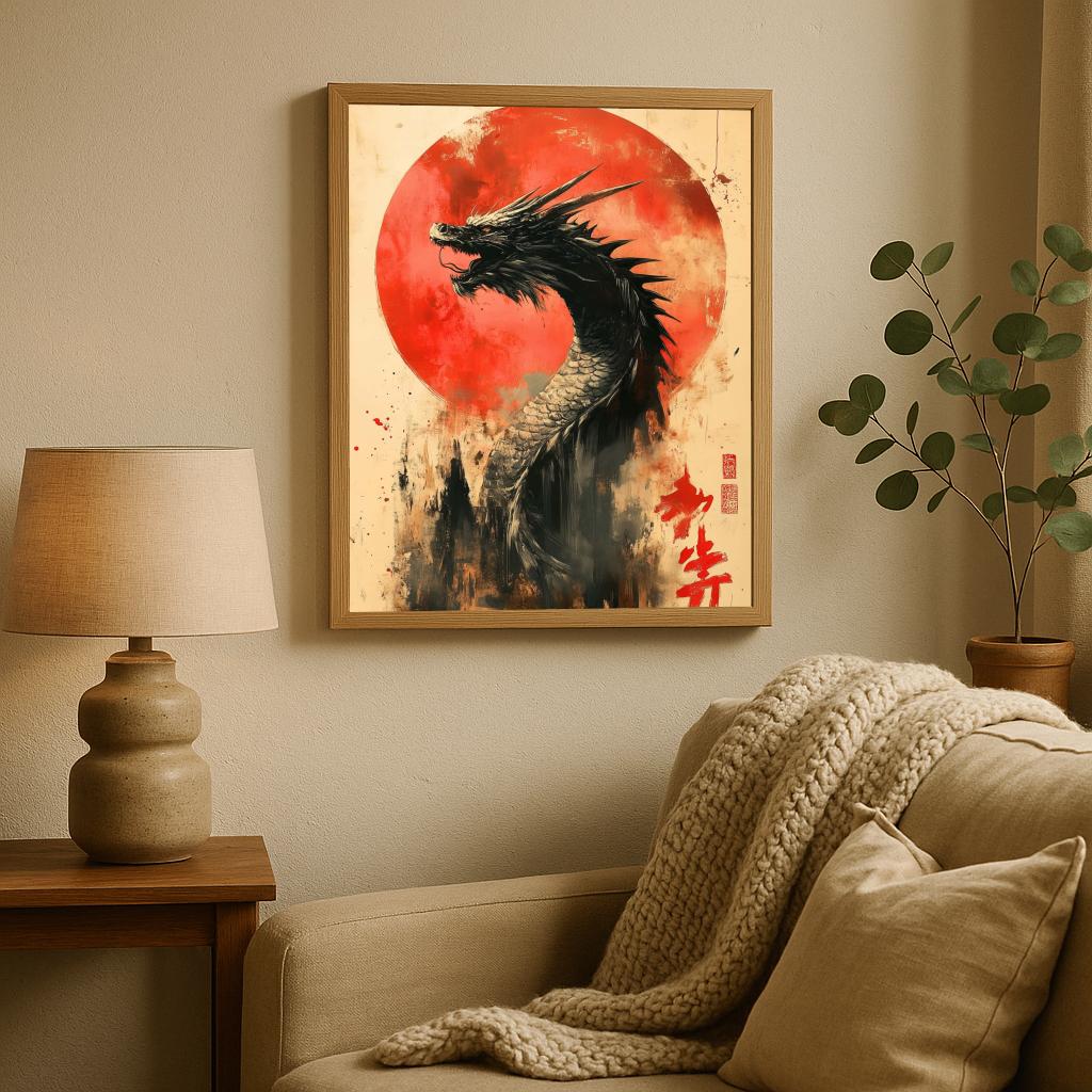 Dragon Japanese Text poster sfeerbeeld 1