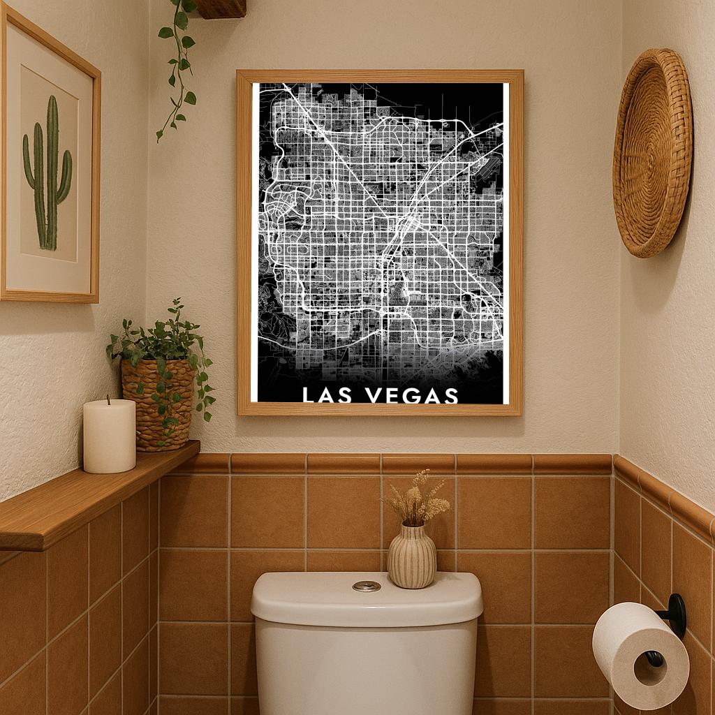 Las Vegas Map Nevada Black poster sfeerbeeld 3
