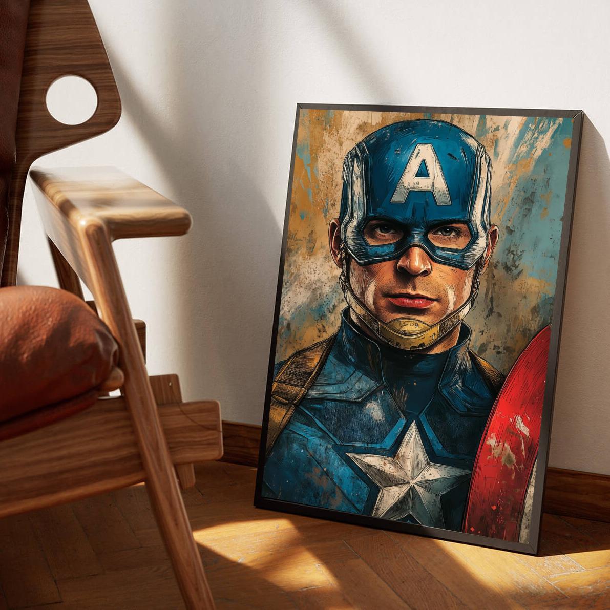 Captain America Marvel dans un intérieur