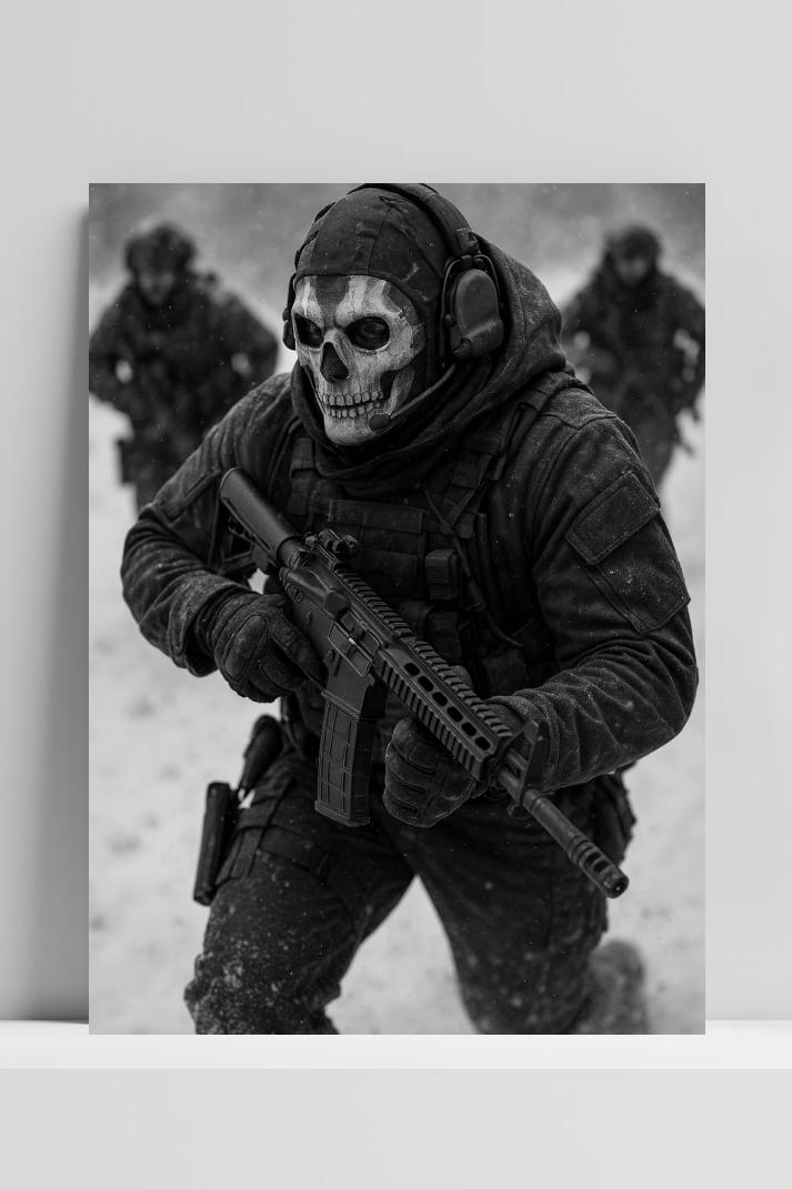 Ghost Call of Duty op 3mm aluminium dibond