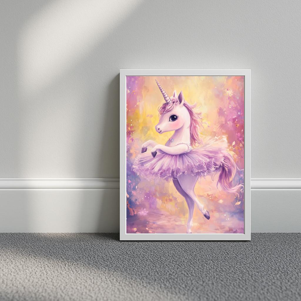 Unicorn Ballerina Aquarel poster sfeerbeeld 3