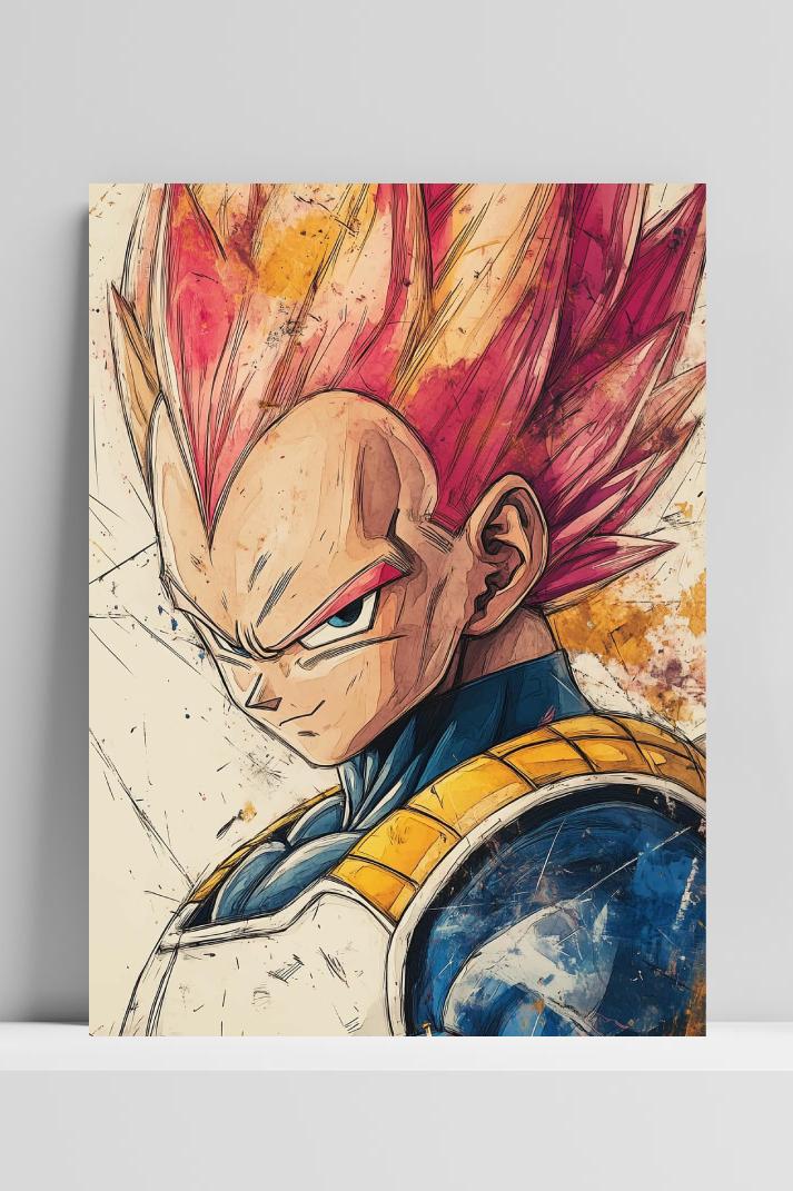 Vegeta Dragon Ball op 3mm aluminium dibond
