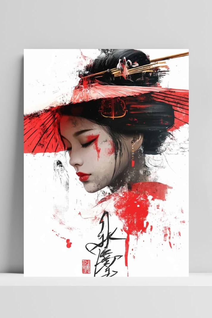 Japans Portret op 3mm aluminium dibond