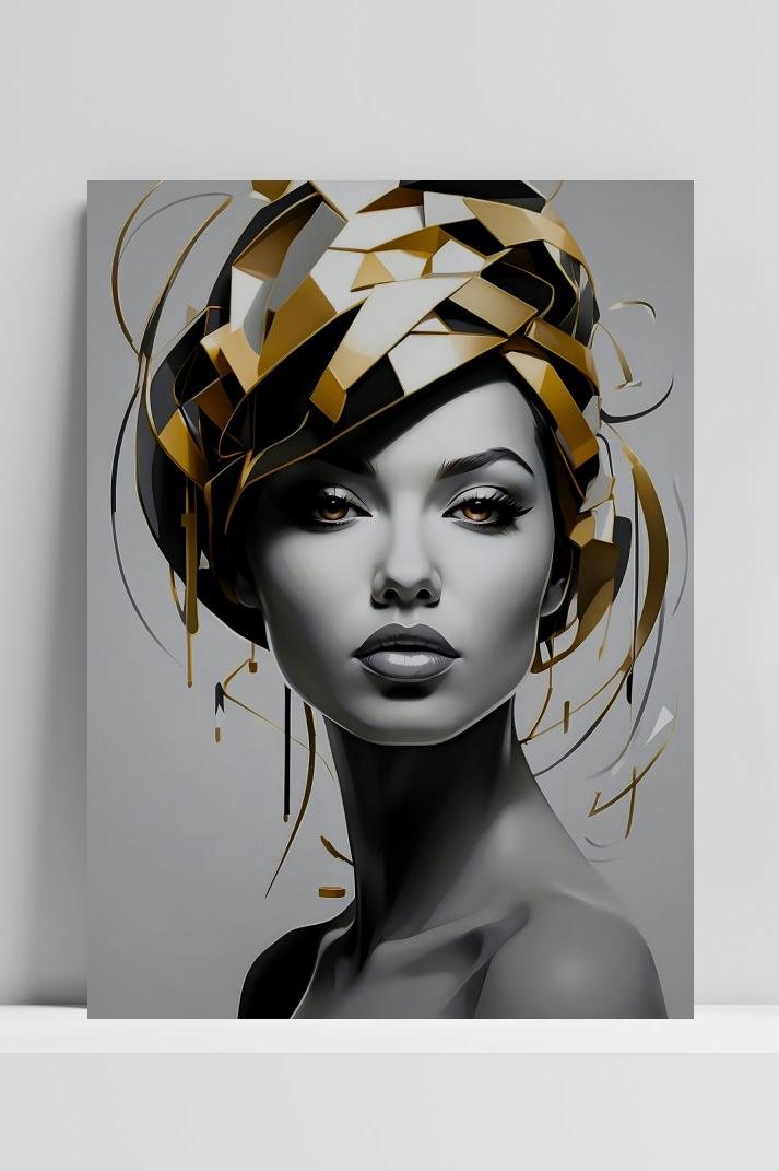 Vrouw Goud Wit op 3mm aluminium dibond