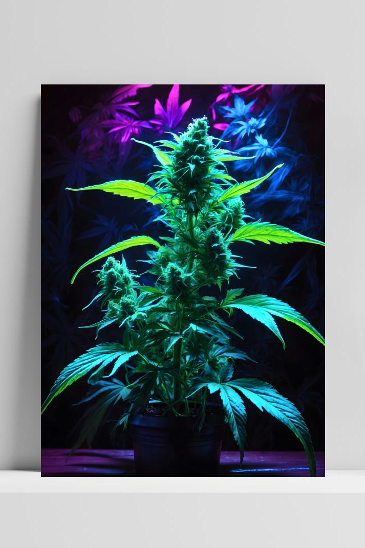 Cannabisplant op 3mm aluminium dibond