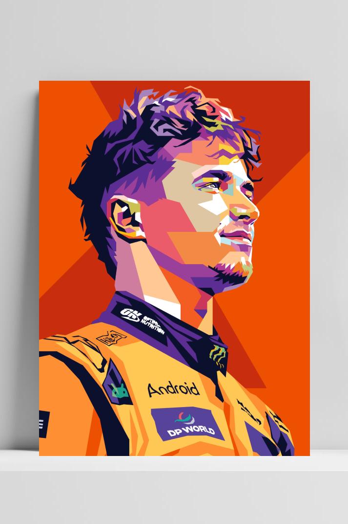 Lando Norris op 3mm aluminium dibond