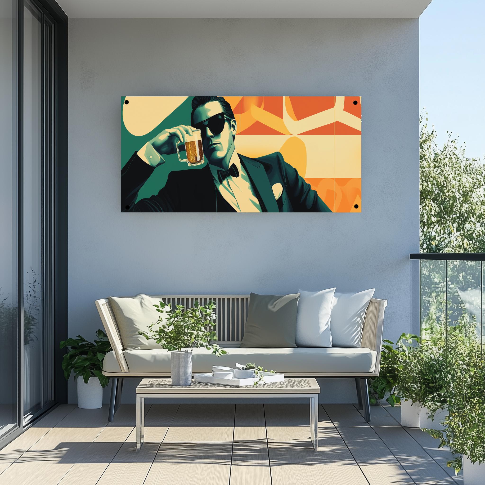 Tuinposter Man Bier sfeerbeeld 3
