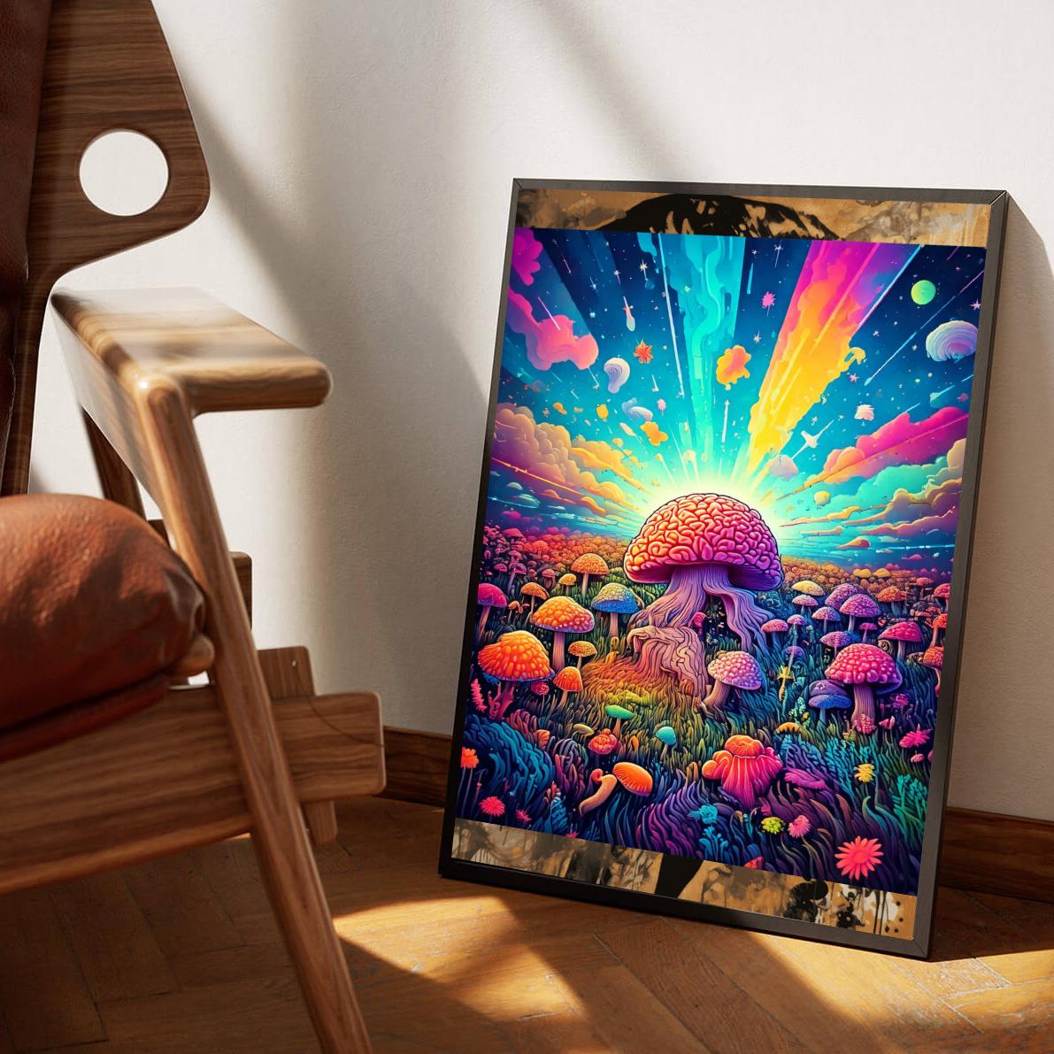 Psychedelic Mushroom Field poster van 25 Artstreet