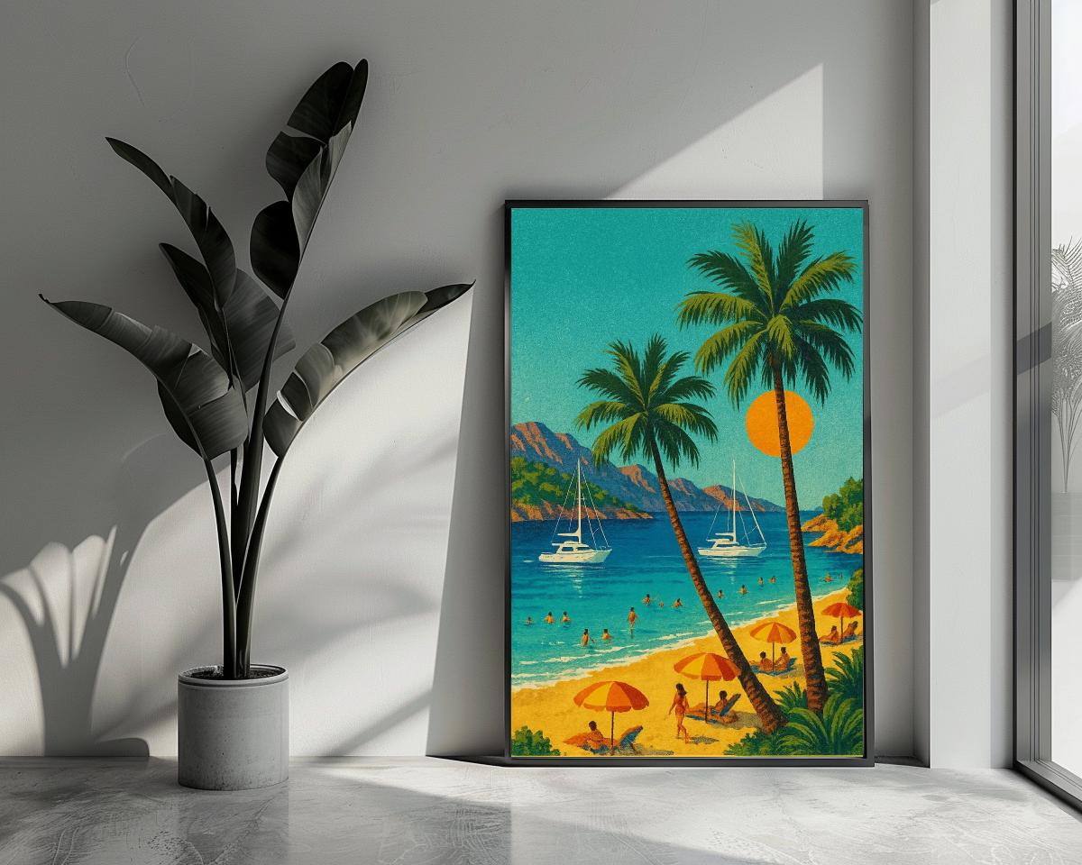Tropical Beach Vintage poster van 25 Artstreet
