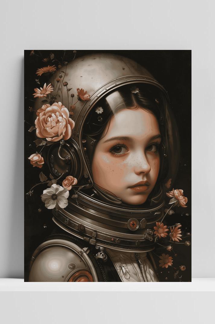 Astronaut Meisje op 3mm aluminium dibond