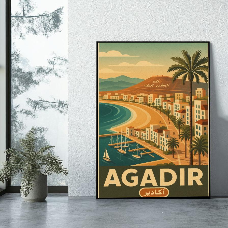 Agadir Morocco Vintage Text poster sfeerbeeld 1