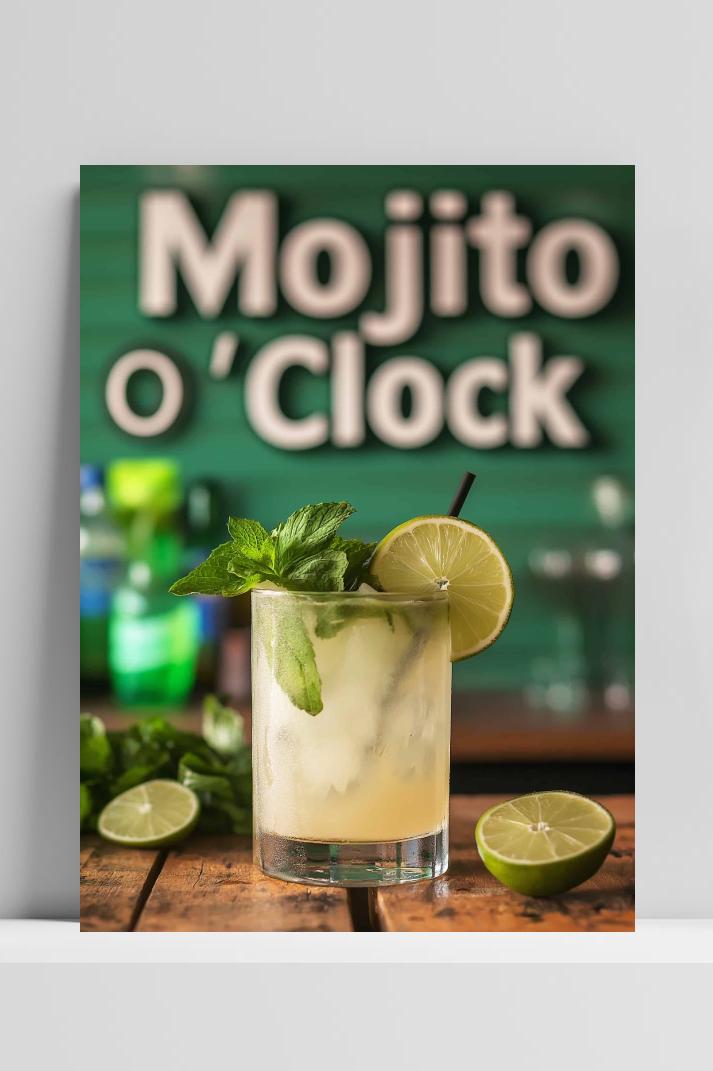 Mojito O'clock op 3mm aluminium dibond