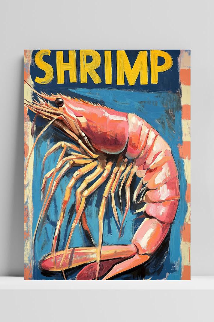 Shrimp Text Aquarel op 3mm aluminium dibond