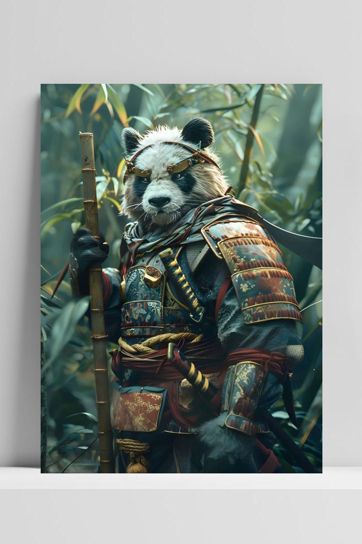Samoerai Panda op 3mm aluminium dibond