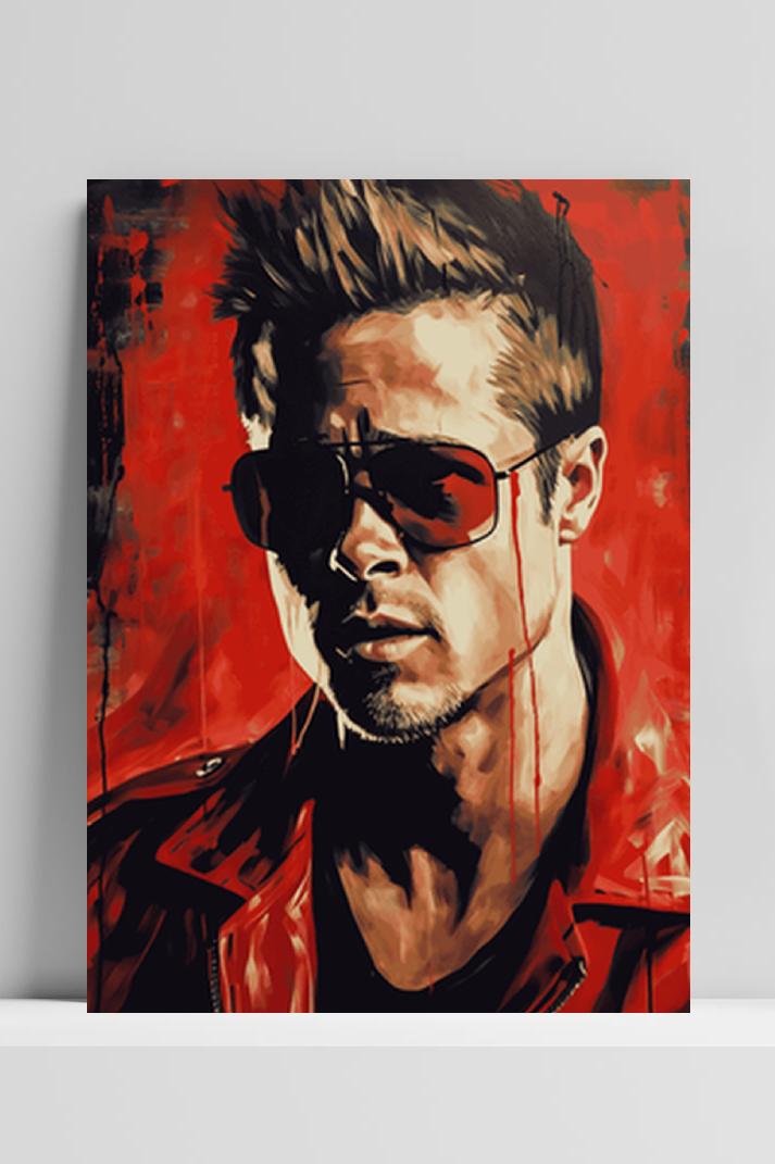 Brad Pitt Fight Club op 3mm aluminium dibond