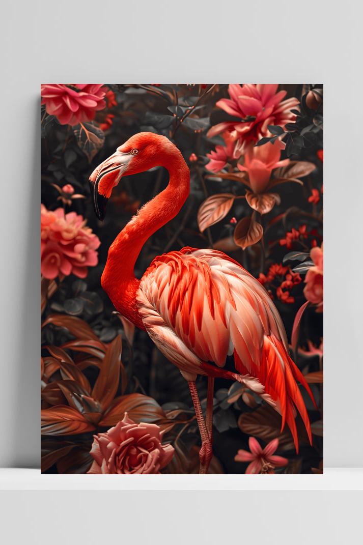 Flamingo Bloemen op 3mm aluminium dibond