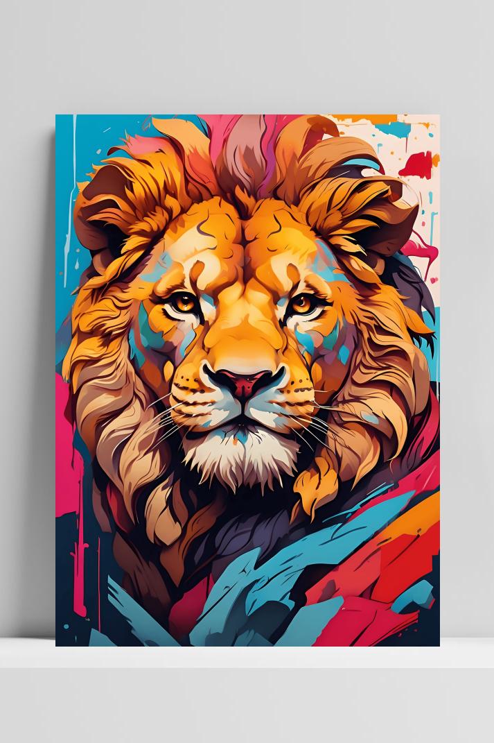 Leeuw Popkleur op 3mm aluminium dibond