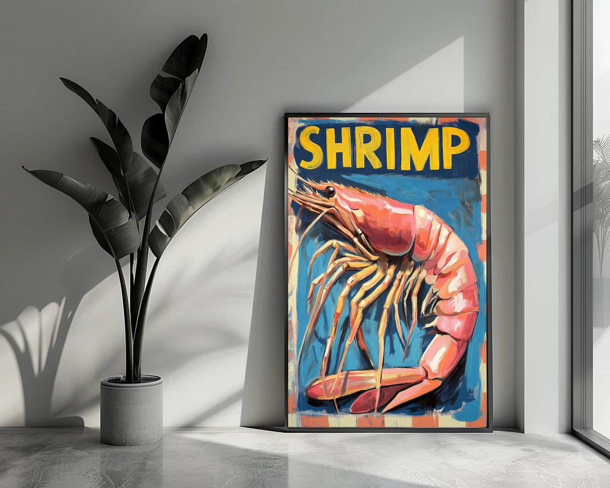 Shrimp Text Aquarel poster van 25 Artstreet