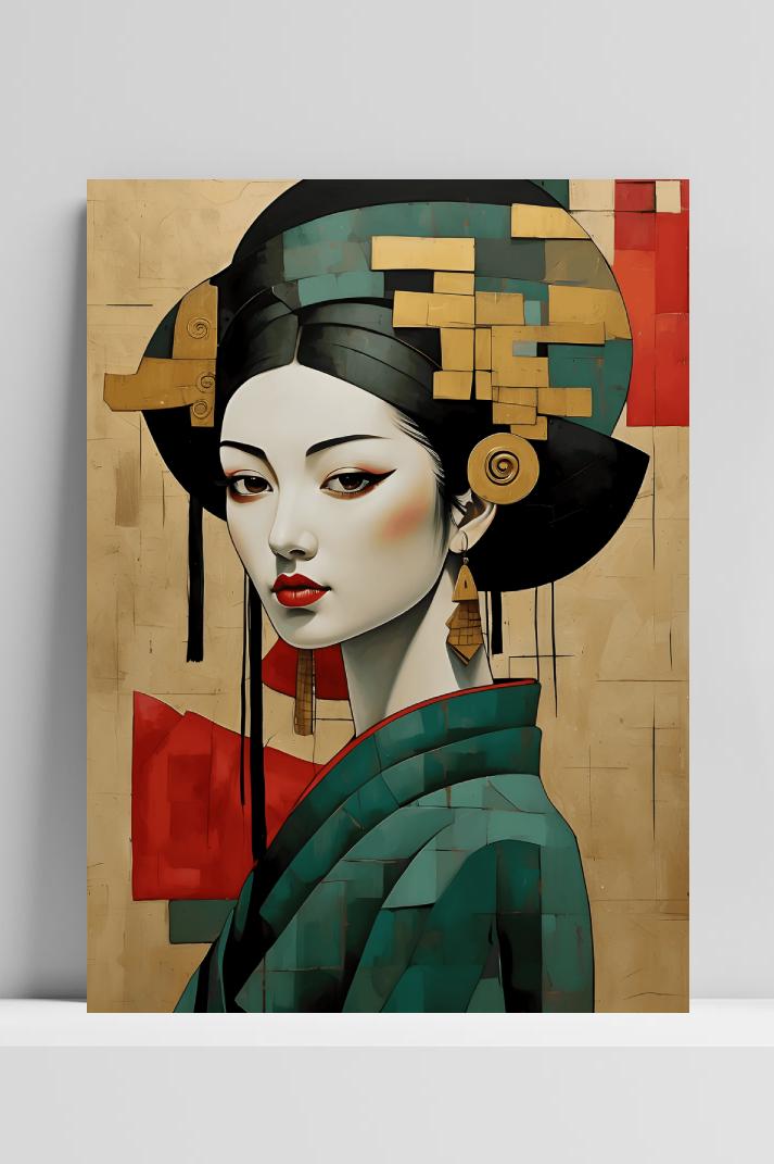 Geisha Vintage op 3mm aluminium dibond