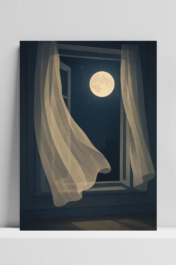 Affiche Window Night Full Moon