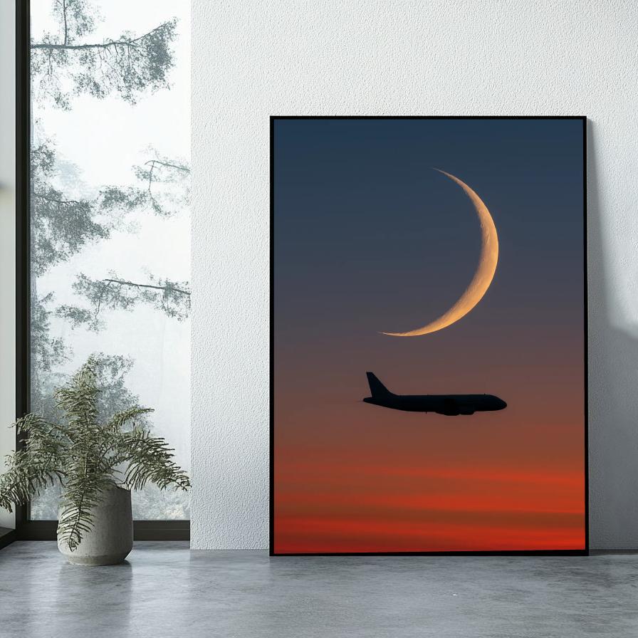 Crescent Moon Airplane poster sfeerbeeld 1
