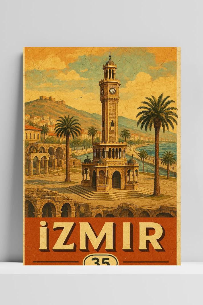 Izmir Turkey Vintage Text op 3mm aluminium dibond