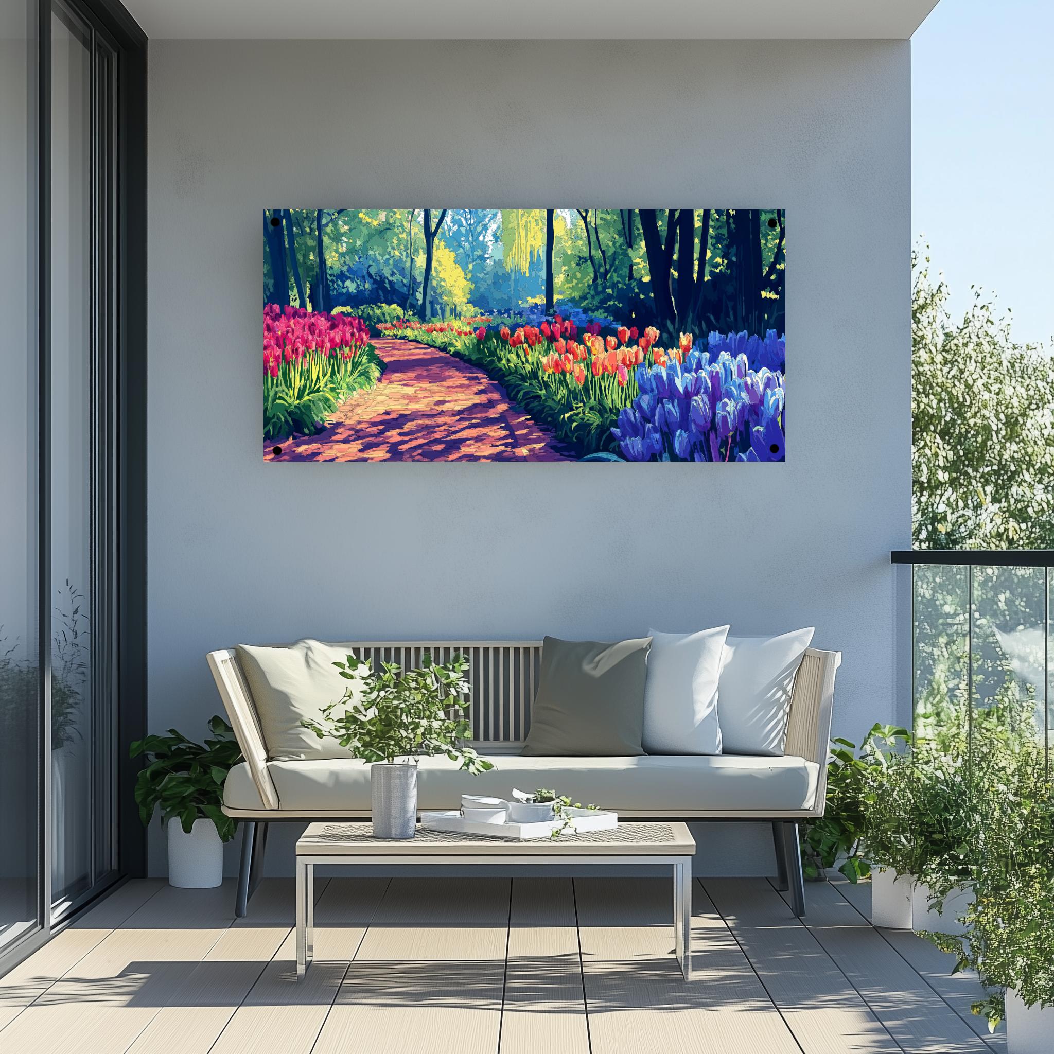 Tuinposter Tulpenveld sfeerbeeld 4