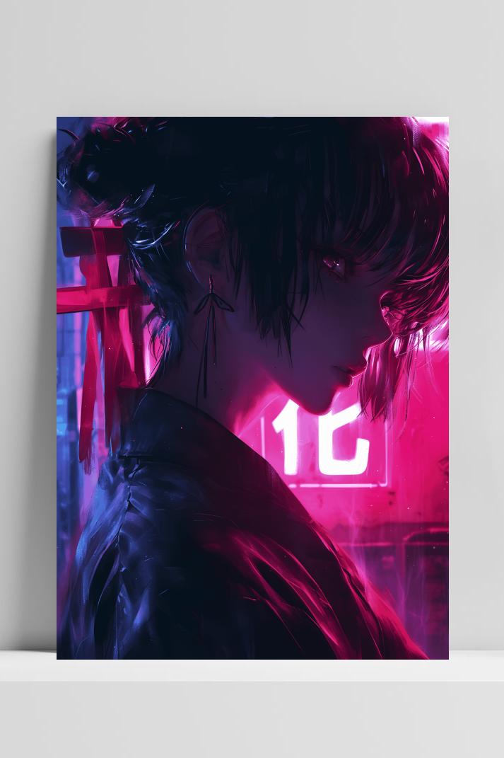 Neon Manga op 3mm aluminium dibond