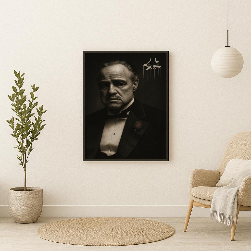 Vito Corleone The Godfather B&W poster sfeerbeeld 2