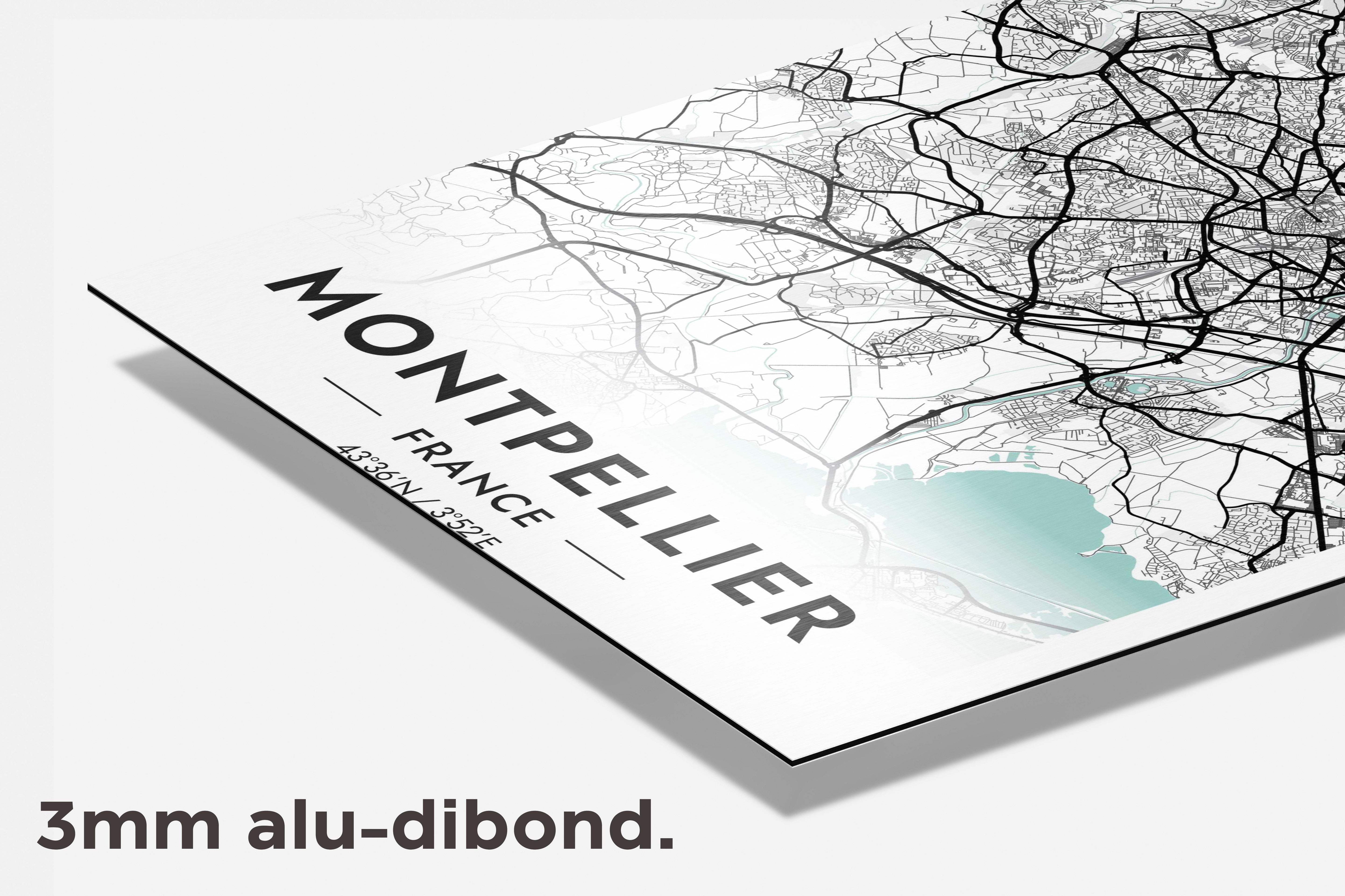 Montpellier Kaart Frankrijk dibond detail