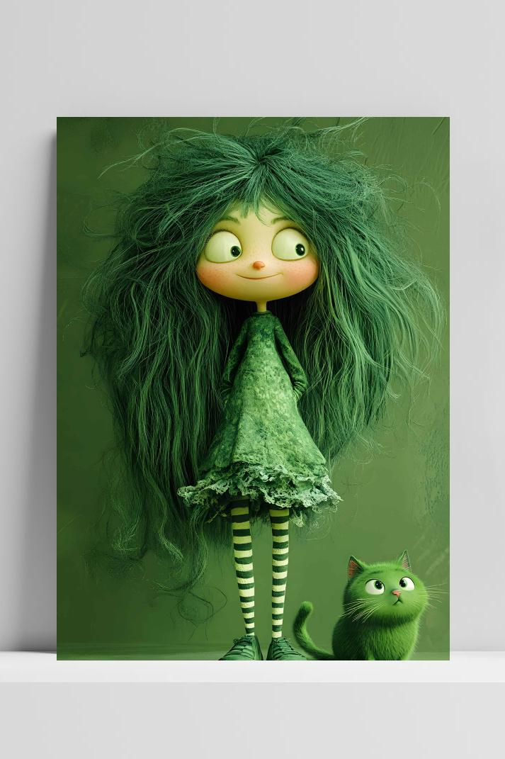 Meisje Met Kat op 3mm aluminium dibond