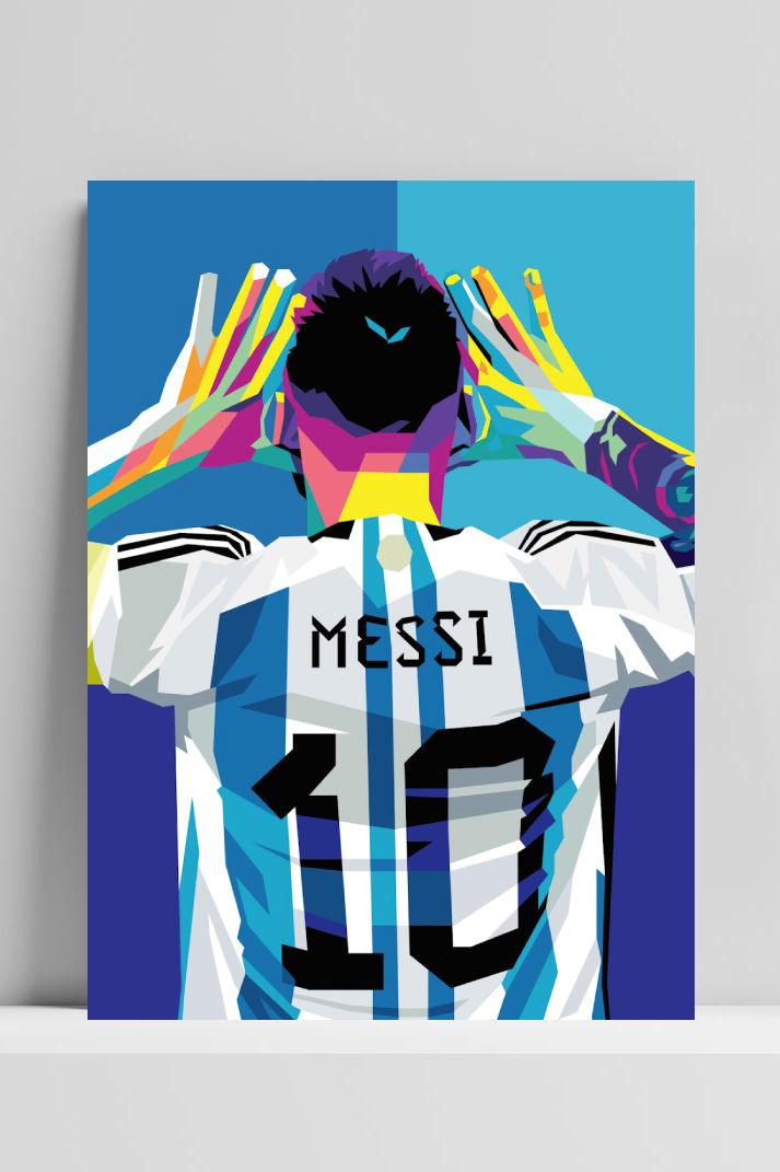 Leonel Messi Pop Art op 3mm aluminium dibond
